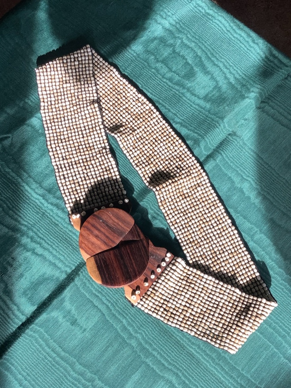 Vintage stretch glass beads belt - Picture 2 of 3
